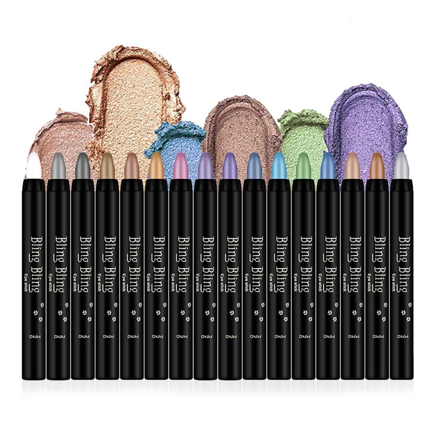 VolksRose 16 Colors Eyeshadow Shimmer Stick, Highlighter Eye Shadow Stick Set, Colorful Eyeshadow Pencil Crayon Creamy, Waterproof Pearly Sparkle Glitter Cream Stick Pen EyeLiner Makeup for Women