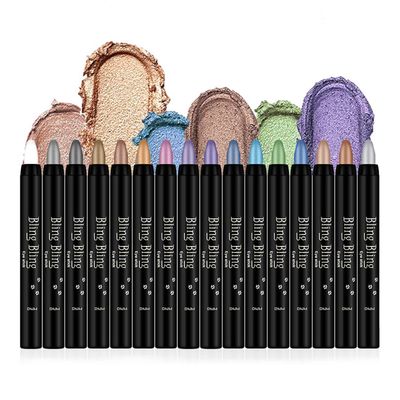 VolksRose 16 Colors Eyeshadow Shimmer Stick, Highlighter Eye Shadow Stick Set, Colorful Eyeshadow Pencil Crayon Creamy, Waterproof Pearly Sparkle Glitter Cream Stick Pen EyeLiner Makeup for Women