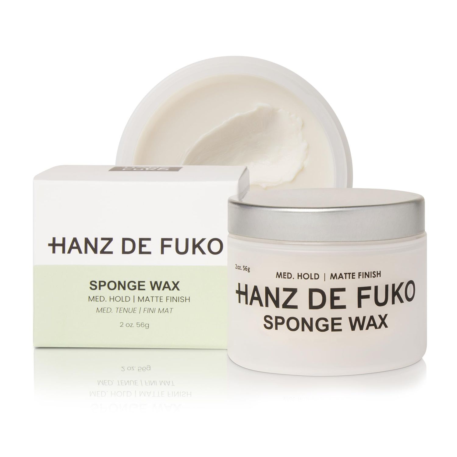 Hanz de Fuko Sponge-Wax - Premium Mens Hair Styling Wax with Medium Hold &amp; Semi-Matte Finish - 2oz