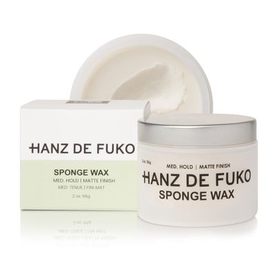 Hanz de Fuko Sponge-Wax - Premium Mens Hair Styling Wax with Medium Hold &amp; Semi-Matte Finish - 2oz