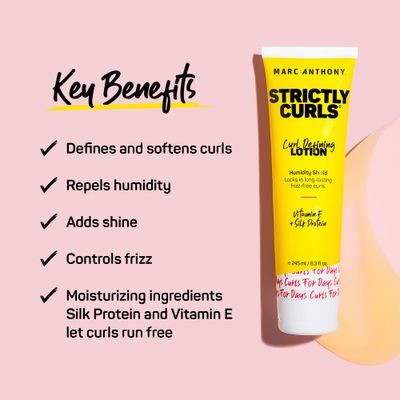 Marc Anthony Curl Defining &amp; Enhancing Lotion, Strictly Curls - Moisturizing Detangler with Vitamin E &amp; Silk Protein for Long-Lasting Frizz-Free - Bounce &amp; Shine For Wavy, Dry or Damaged Hair