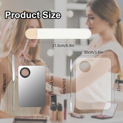 5pcs Makeup Spatula Korean Set,Including Foundation Spatula Makeup Korean Stainless Steel Makeup Palette Acrylic Cosmetic Palette,Makeup Mixing Palettes Cosmetic Spatula Tool (Transparentmetal)