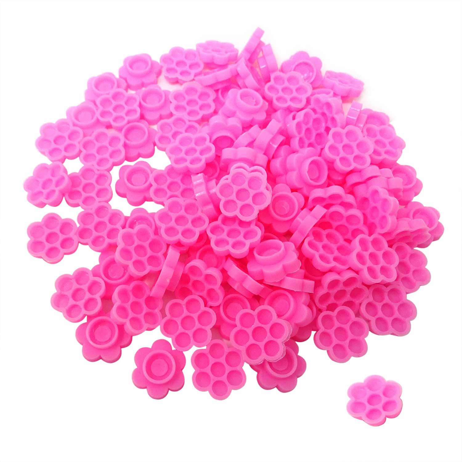 Honbay 200PCS Plastic Eyelash Extension Glue Holder Flower Shape Eyelash Glue Cup Pallet with 2 Rolls Glue Point for Lash Extensions Supplies