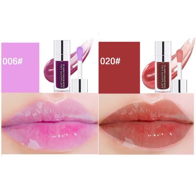 Aaiffey 2 Colors Hydrating Plumping Lip Glow Oil,Moisturizing Lip Oil Gloss Transparent Glossy Lip Gloss Primer Lip Tint for Lip Care and Dry Lip (E176) (006#020#)