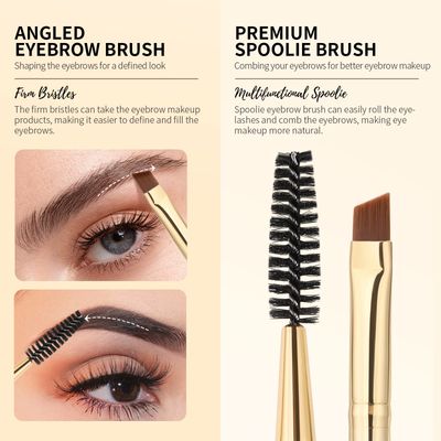 Docolor Eyebrow Brush Duo Eyebrow Spoolie Professional Angled Eye Brow Brush Perfect for Lining and Shaping Brows, Spoolie for Brows or Lashes White
