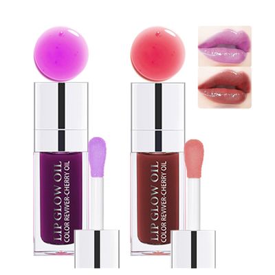 Aaiffey 2 Colors Hydrating Plumping Lip Glow Oil,Moisturizing Lip Oil Gloss Transparent Glossy Lip Gloss Primer Lip Tint for Lip Care and Dry Lip (E176) (006#020#)