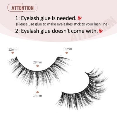 Onlyall Natural Lashes Wispy Lashes Natural Look False Eyelashes Natural Flared Eyelashes False Eye Lashes Soft Fluffy Lashes 7 Pairs D-K08