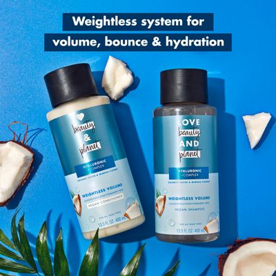 Love Beauty and Planet Volume and Bounty Thickening Coconut Water & Mimosa Flower Shampoo and Conditioner, 2 count Paraben Free, Silicone Free, and Vegan 13.5 oz