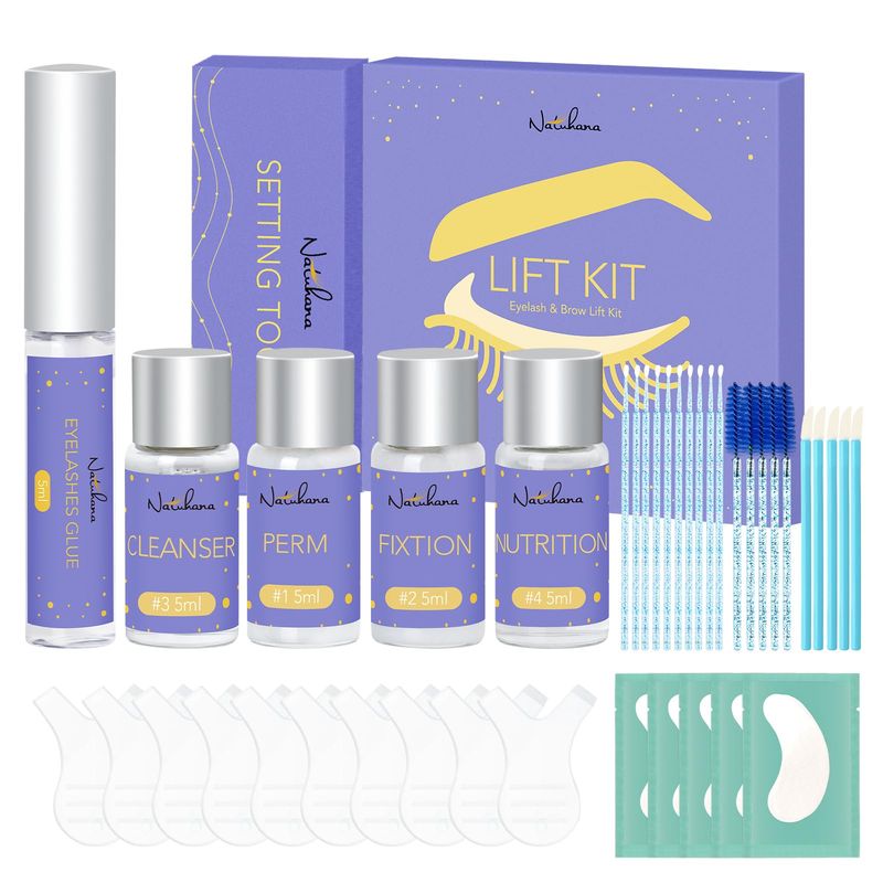 NATUHANA Lash Lift Kit and Eyebrow Lamination Kit,Instant Eyelash Curling Lash Extension Set,Semi-Permanent Eyelash Curling Perming,Suitable for Beginner,Professional,DIY Home or Salon