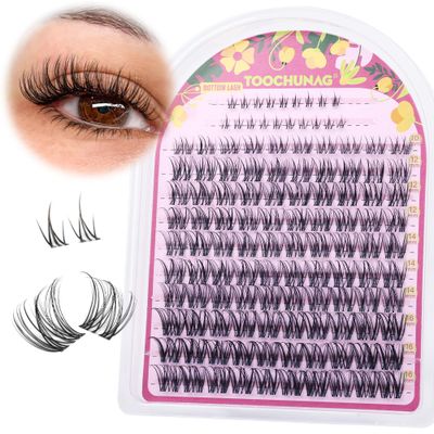 Natural Lash Clusters with Bottom Lashes Venus Eyelash Clusters 10-16mm Wispy DIY Eyelash Extension Individual CD Curl WideSpan False Eyelashes Clusters with Invisible Lash Band by TOOCHUNAG