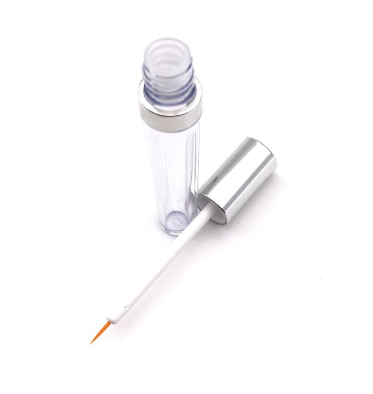 3 pcs 5ml Silver Acrylic Empty Eyelashes Tube Eyeliner Vials Bottle With Wand Applicators for EyelashEyebrow Growth Serum Castor Oil