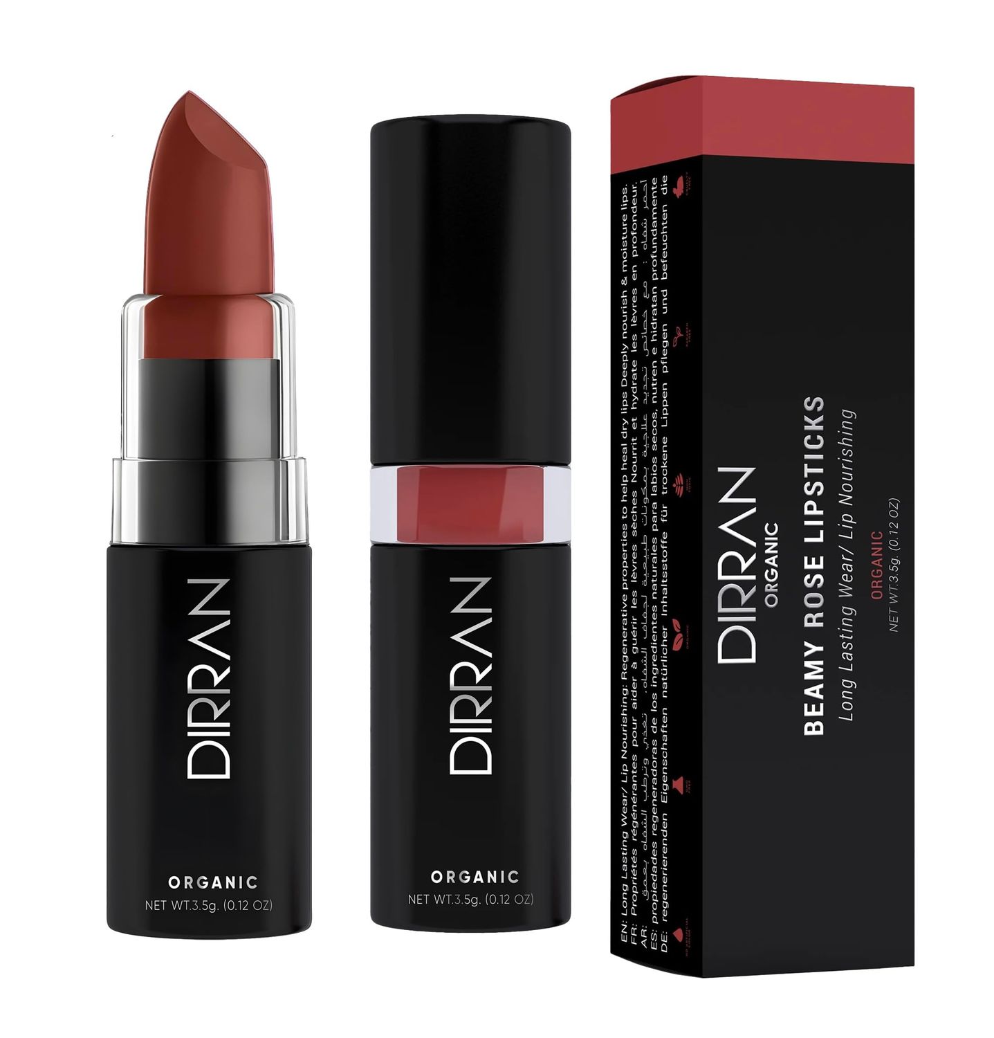 Organic Lipstick, Safe for all, Long-Lasting Regenerative Lipstick - Heal Dry Lips Deeply Nourish &amp; Moisturize Lips, Enhances Natural Beauty Make Lips Soft, Smooth and NaturallBEAMY ROSE)