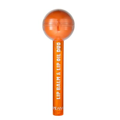 AKARY Lip Gloss and Lip Balm Combo, Lollipop Chamele Lipgloss, Chapstick and Lip Oil Duo, Novelty Lollipop Moisturized Jelly Lip Lip Oil Lip Glaze Luster Lipstick for Women and Girls (Orange)