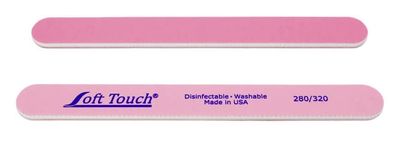 Soft Touch Nail File, Double Sided - 280320 Grit, LightDark Pink, for Natural Nails, 7 Inch - 5 Piece