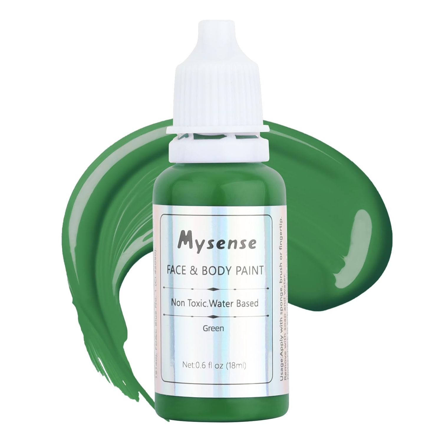 Mysense Green Face Body Paint,St Patricks Day Face Paint,Water Based Washable Cream Body Paint for Adults and Children Halloween SFX Cosplay Witch Gamora Hulk Costume Makeup,0.6oz