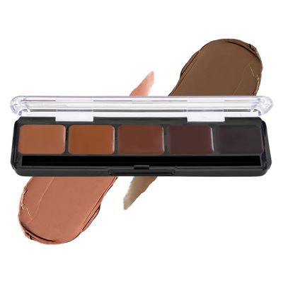 Graftobian HD Glamour Crme Foundation Palette (Neutral #3) - High Definition 5 Color Makeup Palette, Cream Based Foundation Concealer and Contour Palette, Full Coverage - Deep Neutral Skin Shades