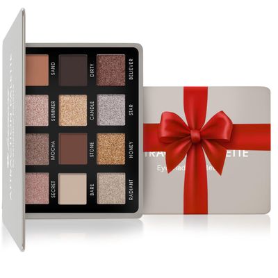 Lamora Nude Neutral Eyeshadow Palette - 12 Natural Highly Pigmented Shimmer &amp; Matte Shades - Travel Size Makeup Palette with Mirror