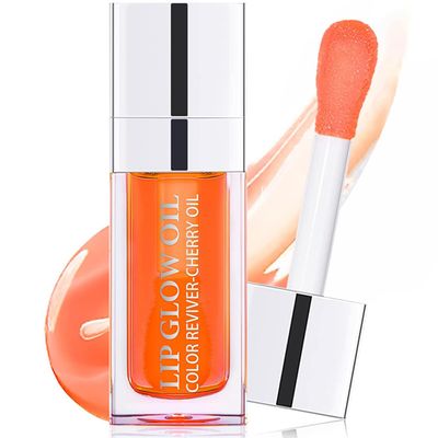 Leoly Dreaming Plumping Lip Oil, Moisturizing Lip Glow Oil, Long Lasting Nourishing Lip Gloss Lip Balm, Non-sticky Transparent Toot Lip Oil Tinted for Lip Care and Dry Lip - Coral