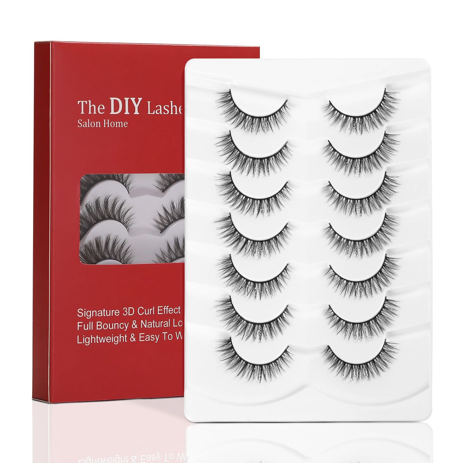 ILLPTA Fluffy Wispy Volume False Eyelashes Strip 3D, Natural Look Thick Waterproof Cat Eye Lashes, 16MM Faux Mink Demi Curly Cateye Fake Eyelashes (5D-04)
