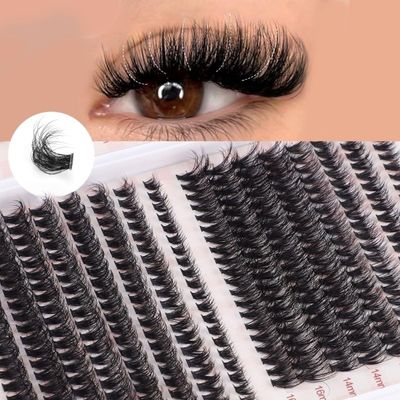 Lash Clusters D Curl DIY Eyelash Extensions 592pcs, Clusters Lashes Fluffy Individual Lashes Cluster DIY at Home