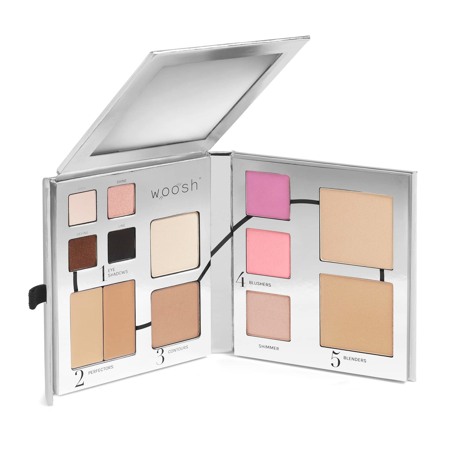 Woosh Beauty, Fold Out Face Original Makeup Palette, Travel, All in One, Neutral Cream &amp; Powder (#2 Medium Light)