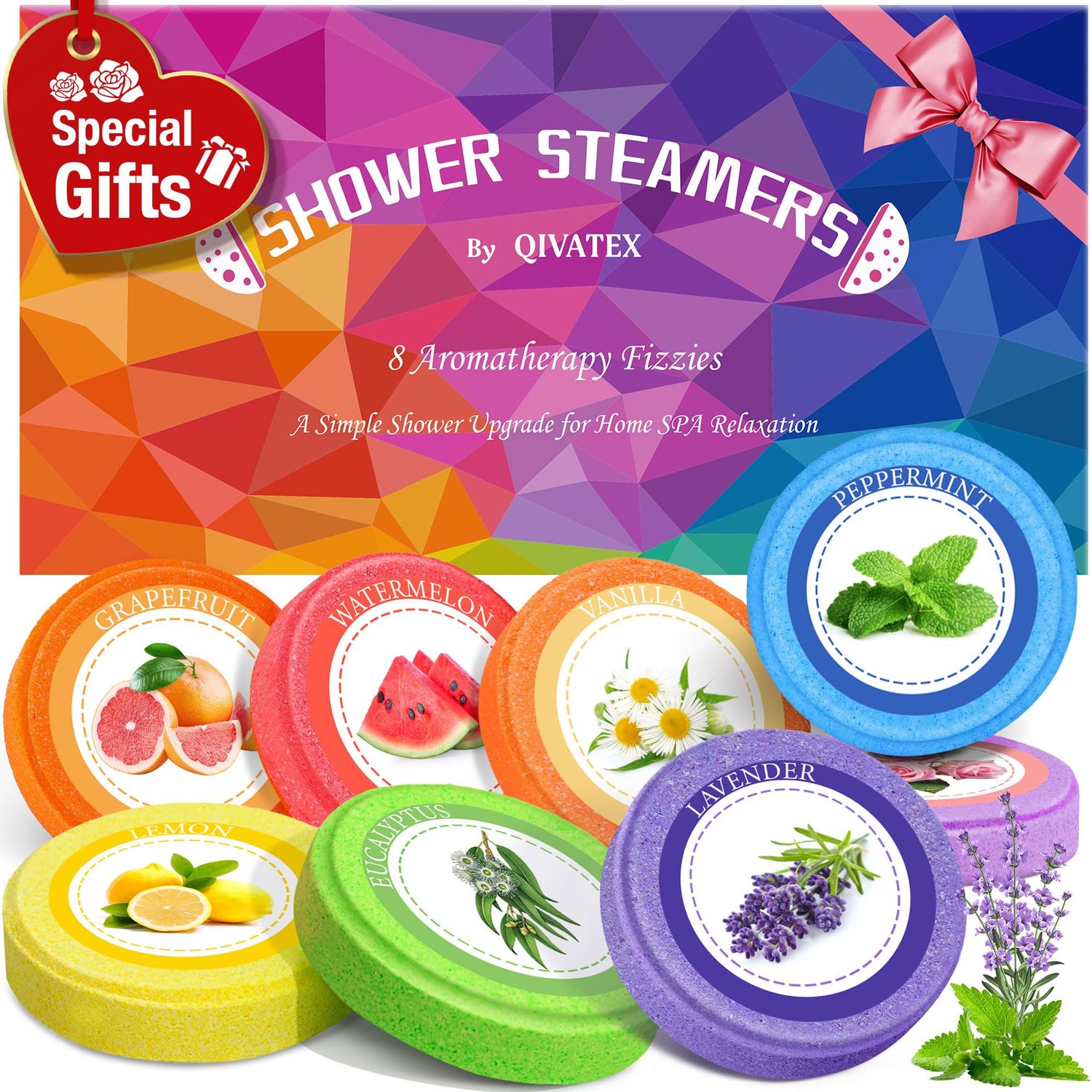 Gifts for Women, Shower Steamers Aromatherapy, Valentines Day Gifts for Her, Natural Essential Oil Home SPA Self Care Stress Relief Shower Bombs, Birthday Gifts for Sister, Mom, Teen Girls (8 Pack)