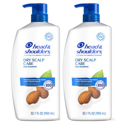 Head &amp; Shoulders Shampoo, Daily-Use Anti-Dandruff Paraben Free Treatment, Dry Scalp Care with Almond Oil, 32.1 fl oz, Twin Pack