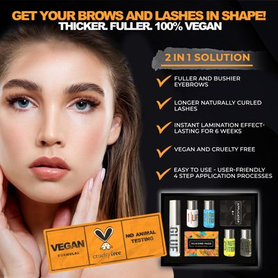 Elevate the Beauty Eyebrow and Lash Lamination Kit | At Home DIY and Salon Use | 2in1 Professional Brow Lamination Kit and Lash Lift Kit | Instant Lift For Fuller Eye Brows and Longer Lashes