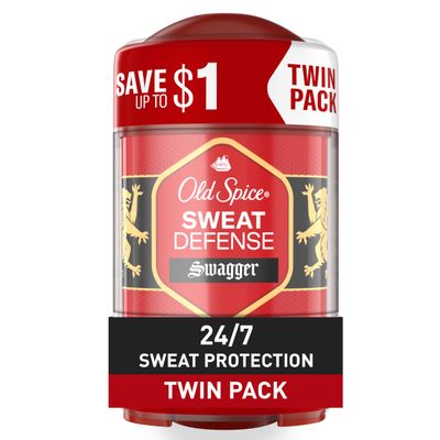 Old Spice Antiperspirant and Deodorant for Men, 247 Sweat and Odor Protection, Soft Solid, Swagger with Cedarwood Scent, 2.6 oz (Pack of 2)