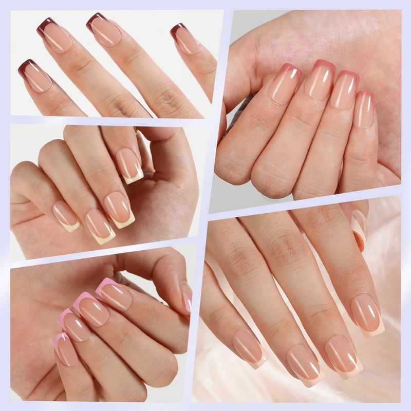 Misssix French Gel Nail Tips, 160Pcs French Tip Press on Nails Short Square, No Need to File Tips Pre-lasting, Fake Nails for Nail Art DIY 16 Sizes