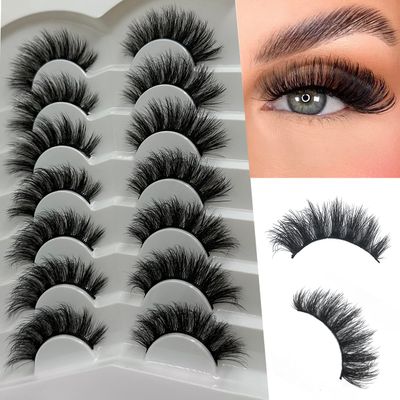 MYMYDA Eye Lashes Natural Look Clear Band Cat Eye False Eyelashes Fluffy Mink Fox Lashes Wispy 5D Volume Durl Lashes Strip Eyelash Extension Look