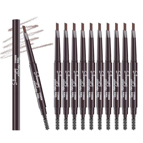 Berinist 12Pcs Light Brown Eyebrow Pencil Set Retractable Eyebrow Pencil with Brow Brush, Professional Eyebrow Shaping and Filling Pencil for Women Eye-Makeup, Easy to Color, Waterproof Long-lasting
