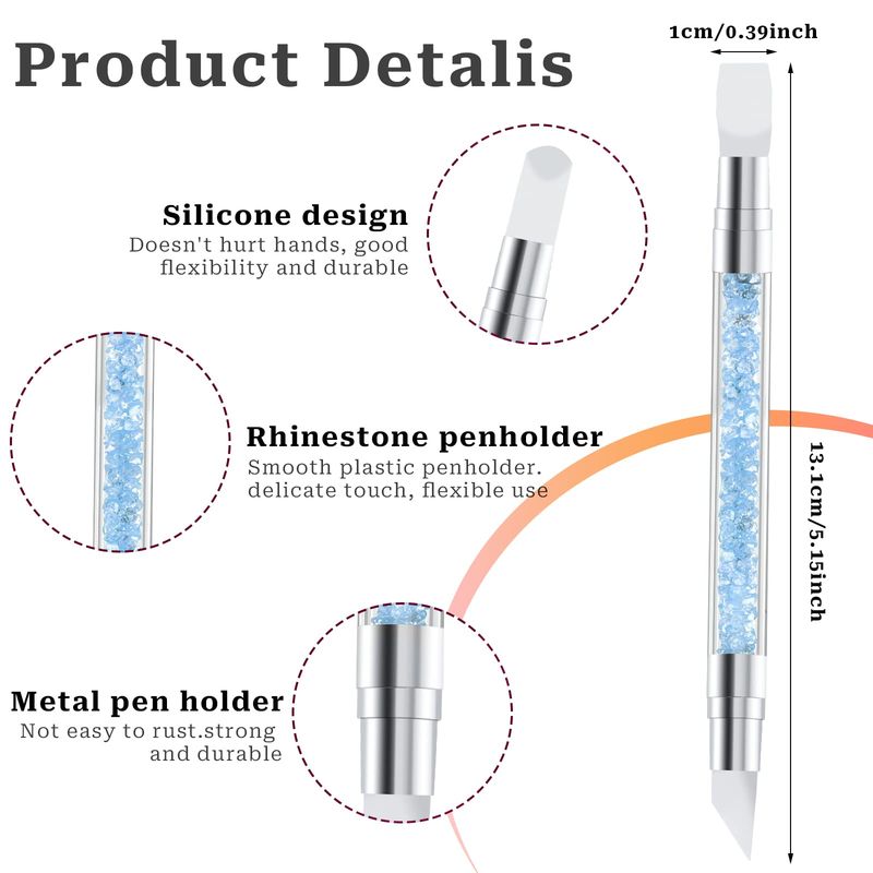 5 Pcs Nail Art Sculpture Pen Dual Tipped Silicone Nail Tools Nail Art Acrylic Pen Silicone Brushes for Resin Nail Art Tools for Design Nail Foil Carving Drawing Effect Shaping Drawing