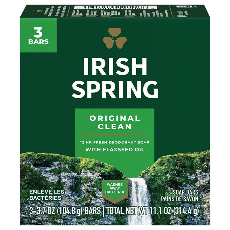 Irish Spring Original Deodorant Soap 3 Bars, 2 Pack (6 Total)
