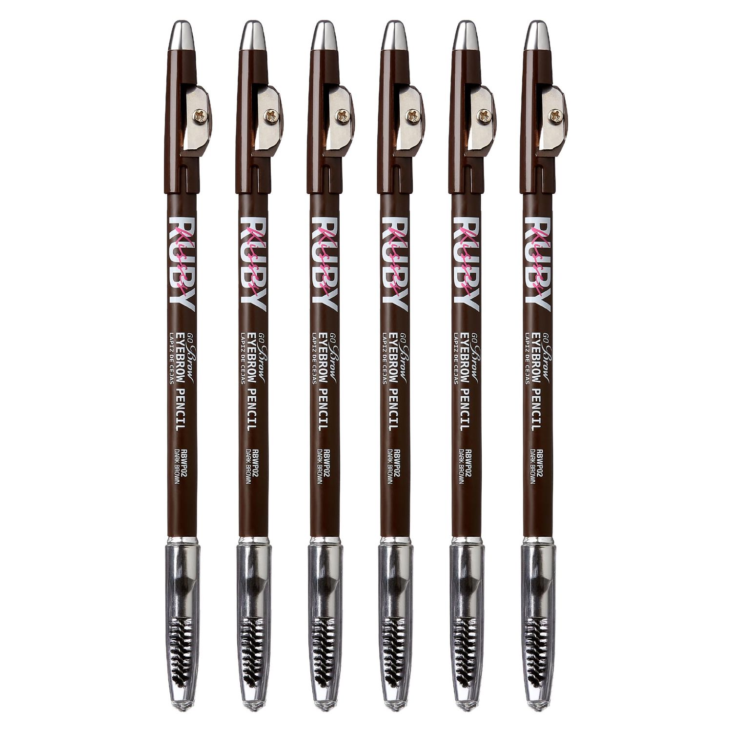 Kiss Go Brow Eyebrow Wooden Pencil Dark Brown (6 Pieces)