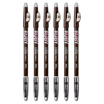 Kiss Go Brow Eyebrow Wooden Pencil Dark Brown (6 Pieces)