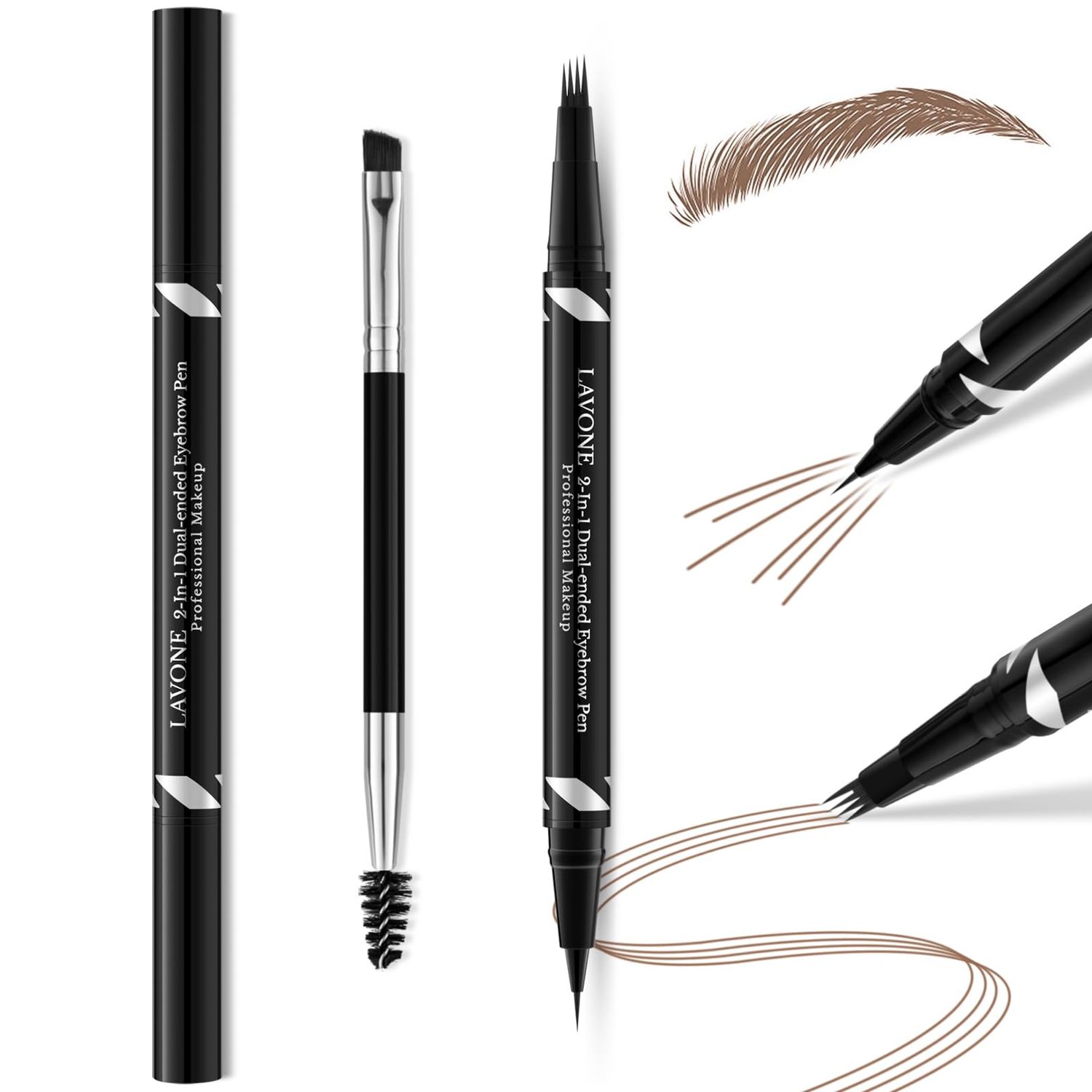 Eyebrow Pen,2-IN-1 Dual-ended Waterproof Eyebrow Pencil,with 4 Tip Microblading Eyebrow Pen and Ultra-Precise Brow Pencil,Dual-ended Eyebrow Brush,Eyebrows Makeup for Natural Looking-Soft Brown