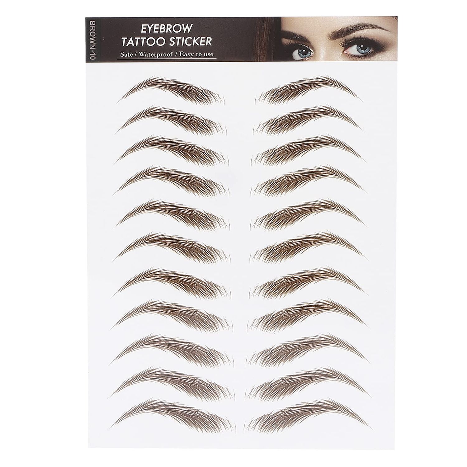 6D Eyebrow Sticker Professional Waterproof Eyebrow Transfer Sticker Eyebrow Makeup Tool for Women and Girls (Brown)(BROWN-10)