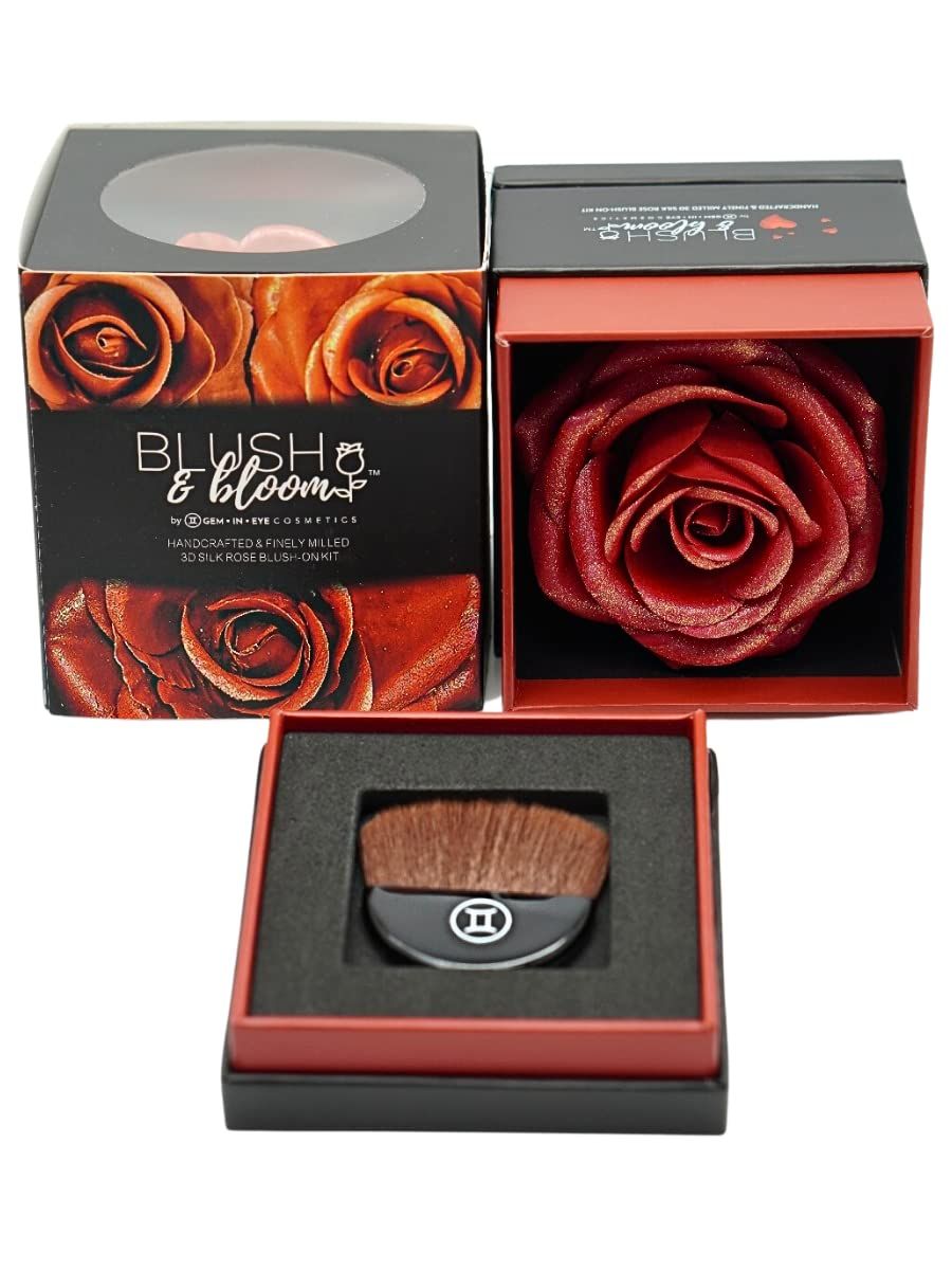 Bloom GEM IN EYE COSMETICS Feisty in Blush &amp; Bloom Love Edition Unveils 3d Silk Rose Blush, Rose Face Blushes on Powder for a Rosy | Radiant Flush |