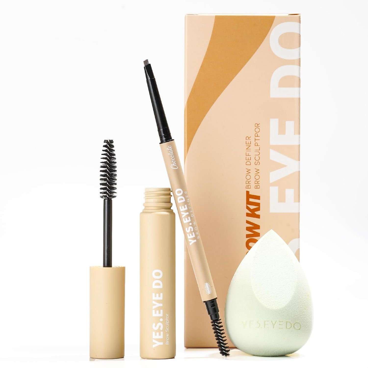 YES.EYE DO Eyebrow Set, Micro Eyebrow Pencil Brown Definer&amp; Long lasting Eyebrow Setting Gel Brow Holder 2 in 1 Brow Shaping Kit for Brows Natural Filling Shaping Grooming, Chocolate