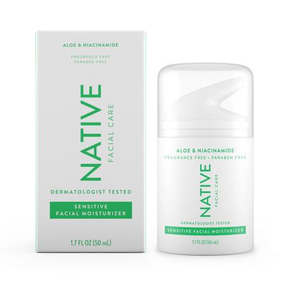 Native Sensitive Daily Facial Moisturizer Gentle Face Lotion Hydrating Cream for Women and Men with Vitamin B3 &amp; Aloe Lightweight Non Greasy Formula - 1.7 fl oz