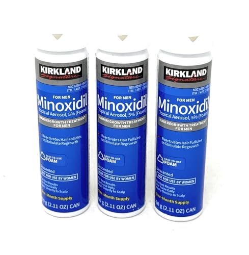 NEW - Kirkland Minoxidil for MEN Hair Growth Treatment Unscented 3 Month Supply Topical Aerosol 5% (Foam), (Compare to Men's Rogaine's Active Ingredient)