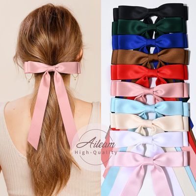 10PCS Silky Satin Hair Bows Hair Clip Ribbon Accessories Ponytail Holder Slides Metal Clips French Barrette Hair Bow for Women Girls Toddlers Teens Kids