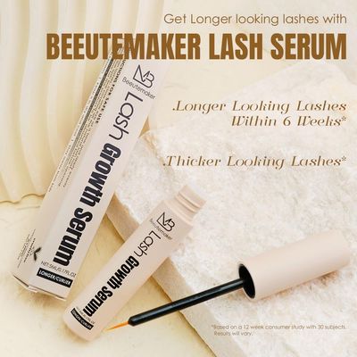Beeutemaker Eyelash Growth Serum- 0.17 Fl. Oz.5ml Advanced Lash &amp; Brow Serum with Biotin, Peptides &amp; Natural Extracts for Longer, Thicker Lashes &amp; Fuller Brows | Non-Irritating, Vegan &amp; Cruelty-Free