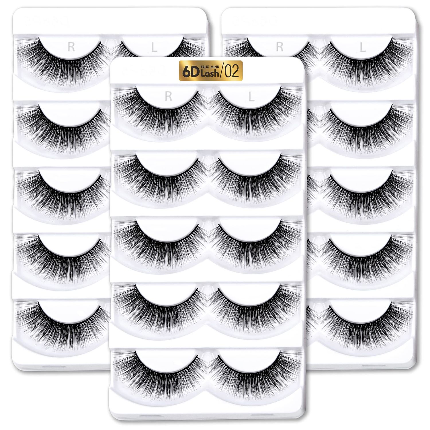 Aillen False Eye Lashes - Strip Lashes,6D Fluffy Volume &amp; Natural Look Fake Eyelashes | Soft Reusable Faux Mink Lashes Pack