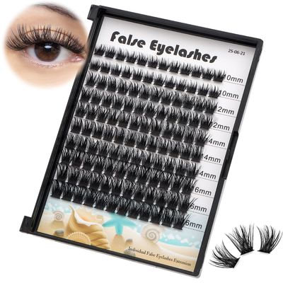 Large Tray- 120 Clusters Mixed 10-12-14-16mm12-14-16mm 14-16-18mm Wide Stem Individual False Eyelashes D Curl Eyelashes Makeup DIY Eye Lashes Extensions (10-12-14-16mm)