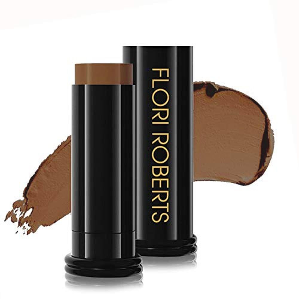 Base Strokes Crme Foundation Stick by Flori Roberts, Full Coverage for Women of Color or Deeper Skin Tones, Long Lasting Makeup, Natural Finish, Complexion Concealer &amp; Corrector