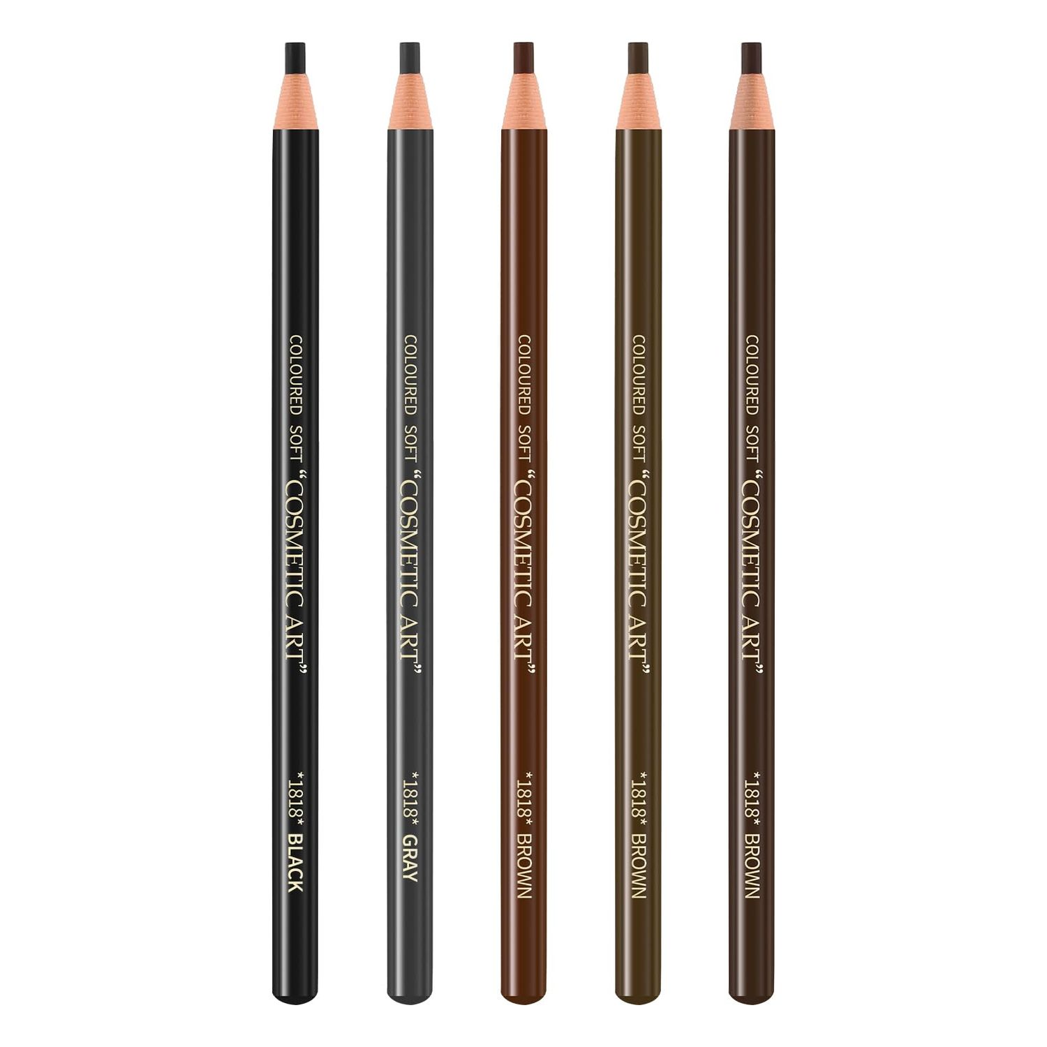 Apooliy Waterproof 5Pcs Eyebrow Pencil Set Pull Cord Peel-off Brow Pen Long Lasting Smudge Proof Eye Makeup Eyeliner Dark Brown