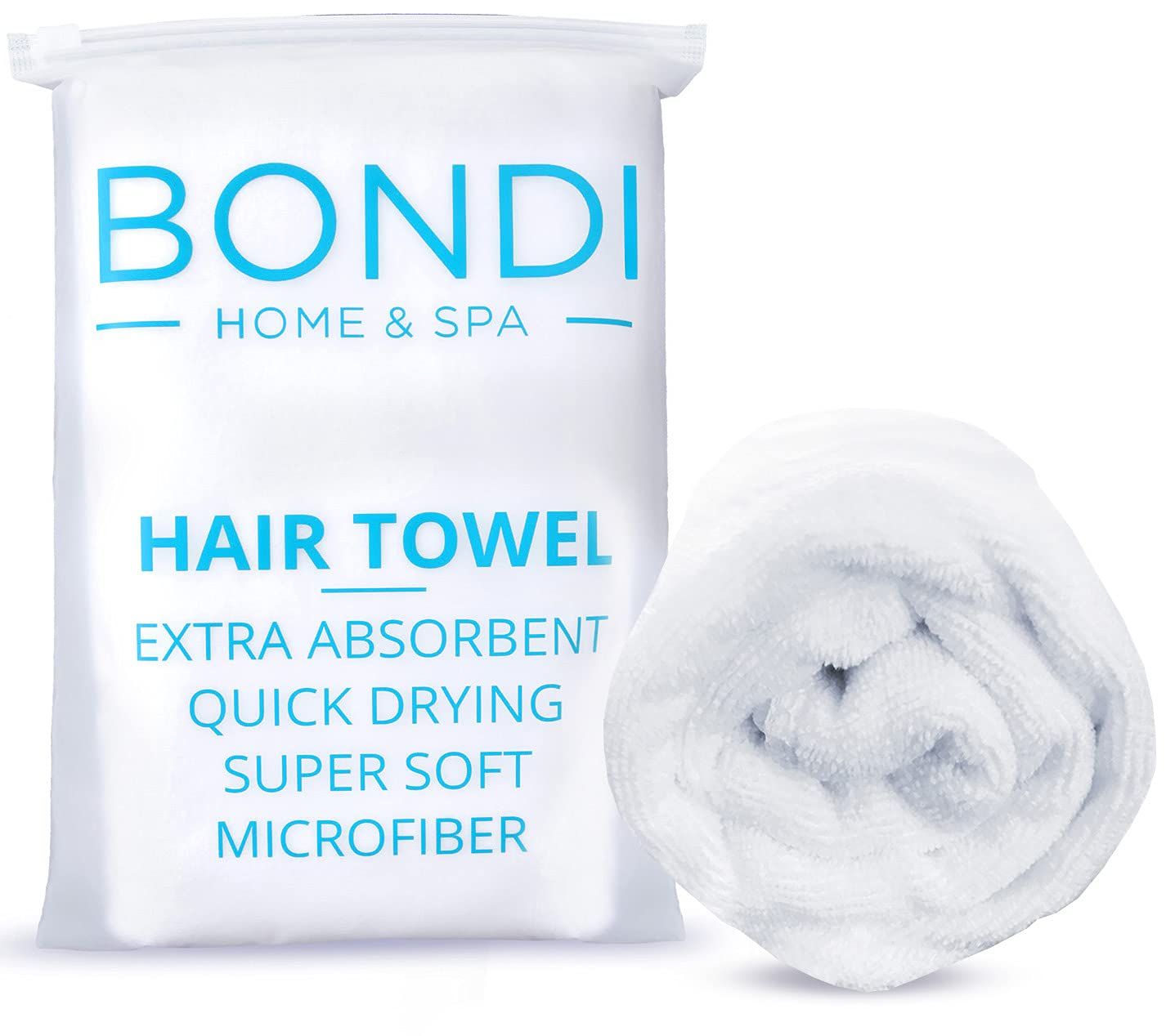Bondi SPA Microfiber Hair Towel - Dries Hair 50% Faster - Anti-Frizz Hair Towel - Super Absorbent &amp; Soft - XL (Rectangle)