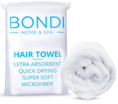Bondi SPA Microfiber Hair Towel - Dries Hair 50% Faster - Anti-Frizz Hair Towel - Super Absorbent &amp; Soft - XL (Rectangle)